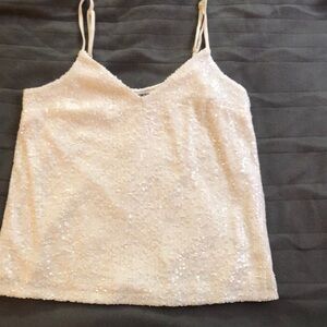 White sequined party tank